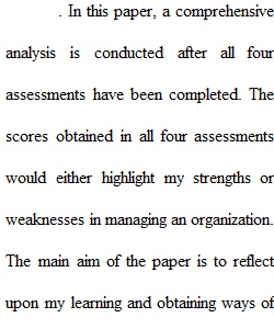 Self assessment reflection paper part II